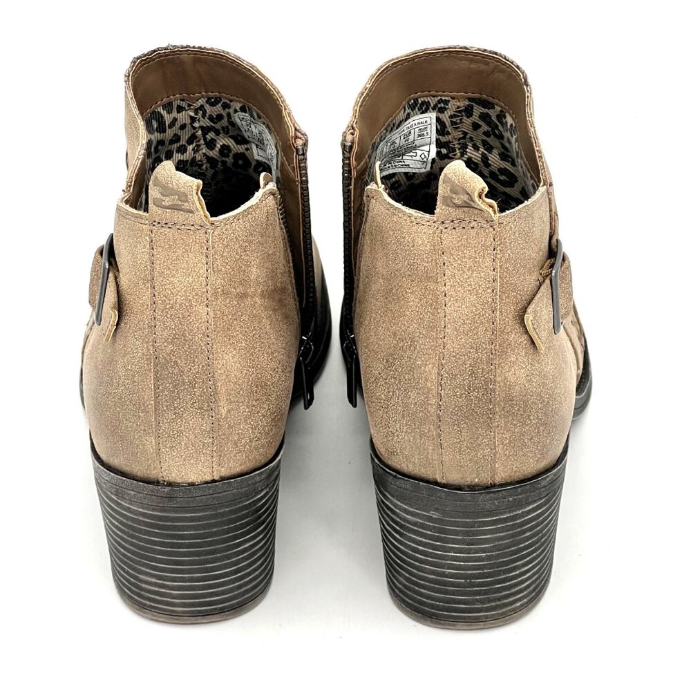 Billabong Womens Taupe Faux Suede Ankle Boots Size 9 Zipper Closure Braid Buckle - Picture 6 of 14